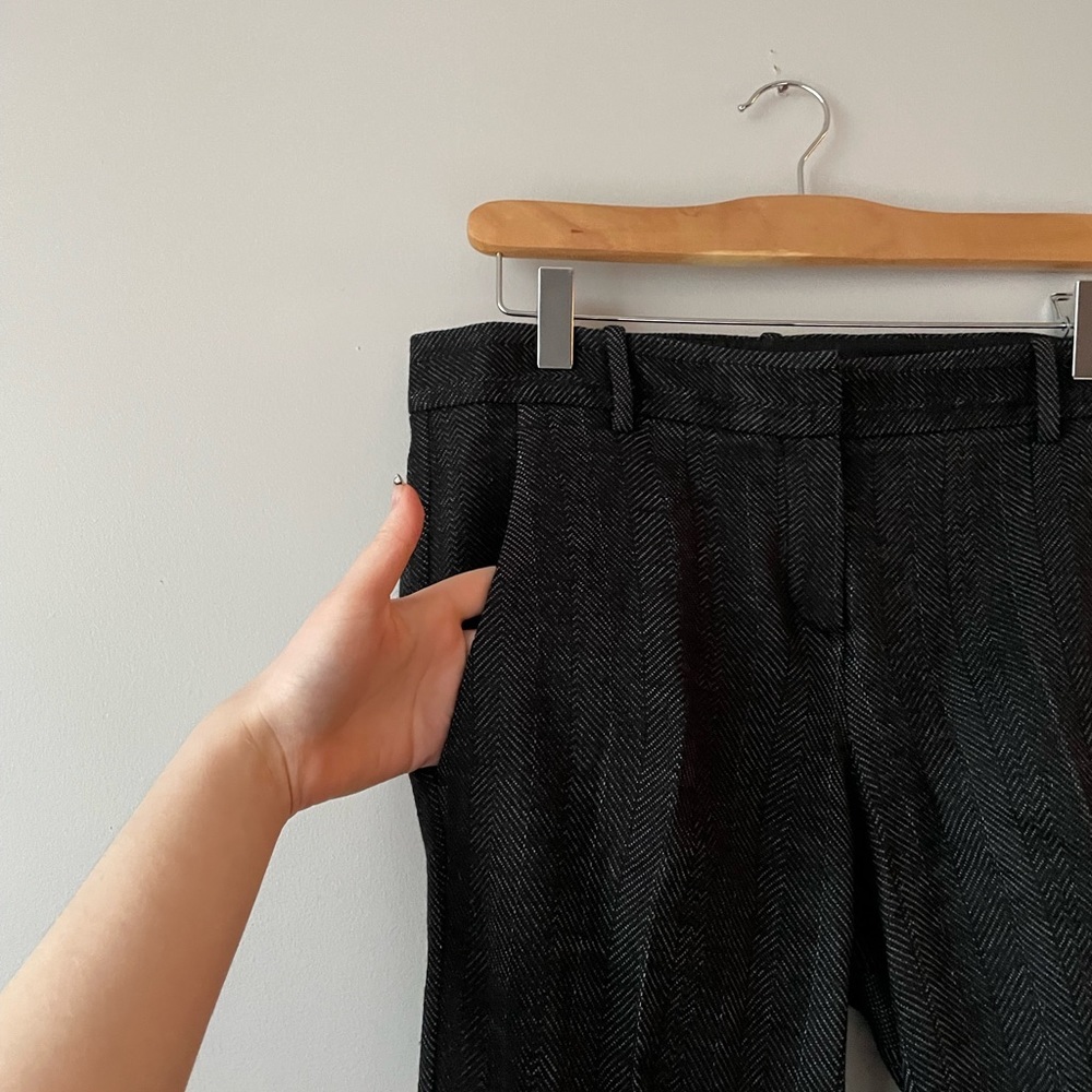 THEORY Wool-Blend Testra Herringbone Straight-Leg Business Quiet Luxury Trousers